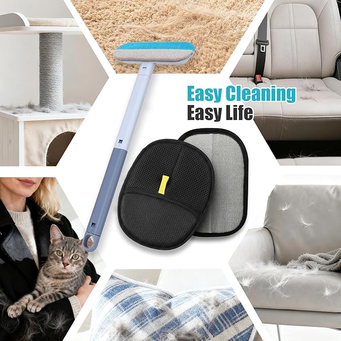 Betanull Pet Hair Removal Glove for Dogs & Cats, Newly Upgraded Reusable Electrostatic Pet Hair Remover, Gentle Effective Portable Magic Brush Pet Hair Tool for Clothes, Furniture, Carpet, Car Seats