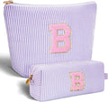 Btffitting Bridesmaid Gifts Wedding Day - Bridal Shower Gifts,Maid of Honor Gifts,Initials Makeup Bag Set Cosmetic Bag - Lavender,B