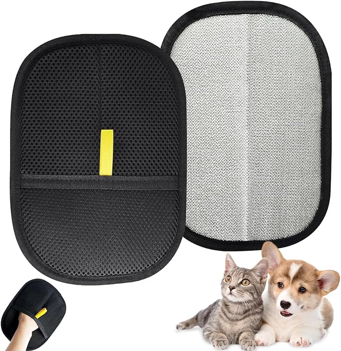 2PCS Pet Hair Removal Gloves，Reusable Static Dog & Cat Grooming Gloves, Upgraded Thickened Anti-Slip Grip for Clothes, Sofa, Car Seat, Couch, Carpet & Furniture