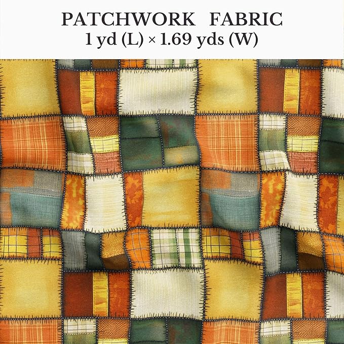 Golden Harvest Patchwork Cotton Fabric – Premium Turkish Printed Cotton 140 GSM, Pre-Cut 61 x 36.6 Inches, Quilting & Sewing Fabric for Crafts, Home Decor & DIY Projects