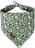 UP URARA PUP Summer Dog Bandana,Cute Pet Bandana with Flower Pattern,Adjustable Green Puppy Dog Bibs,Washable Triangle Dog Scarf for Boy,Girl Dogs or Cats…
