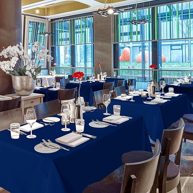 sancua Navy Blue Tablecloths for 6 Foot Rectangle Tables, 8 Pack - Washable Polyester Fabric Table Cloth for Wedding Party, Birthday, Banquet Reception, 54x108 Inch