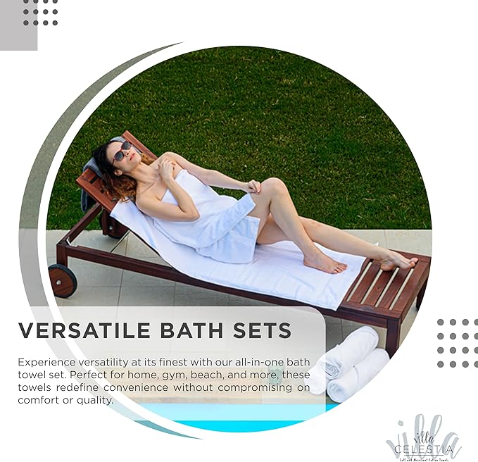 Villa Celestia 100% Cotton Bath Towel Set of 24-6 Bath Towels, 6 Hand Towels, 12 Wash Cloths, Sustainable, Soft, Highly Absorbent, Combed Cotton 24 Piece Set for Hotels, Spa, Bathroom, Dorm, Grey