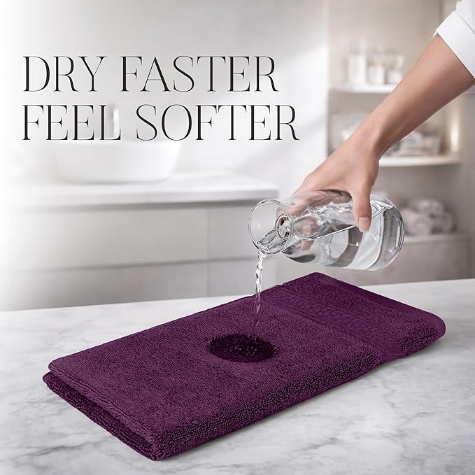 RIVERSIDE 12 Pack Premium 100% Cotton Face Wash Cloths, 12 x 12 Inches, Soft & Absorbent Face Towels for Bathroom Wash Clothes, 550 GSM, Luxury WashCloths for Showering, Body, Spa & Gym, Purple