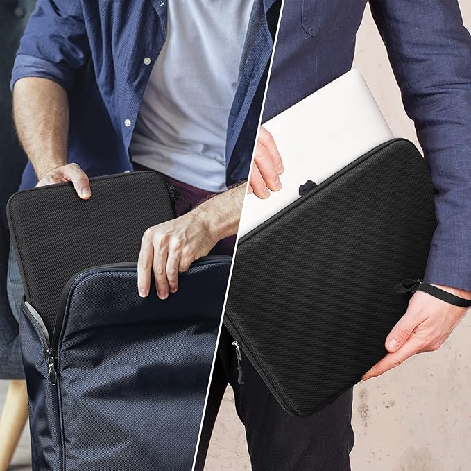 FINPAC Hard Laptop Sleeve with Accessory Pouch Compatible with 15.3 inch MacBook Air M4 M3 M2 2025 2024, 16.2 inch MacBook Pro M4/M3/M2/M1 Pro/Max, Waterproof Case for Surface Laptop/Book, Black