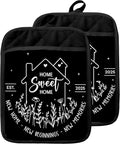 Housewarming Gifts Pot Holders with Pockets, House Warming Gifts Ideas, Home Sweet Home Oven Pot Holders Heat Resistant Oven Mitts Hot Pads for Kitchen Baking Cooking