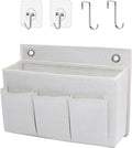Someteth Wall Hanging Organizer Bag/Hanging Baskets with Large Mesh Compartment & 3 Pockets，Over the Door Organizer Space Saving Storage for Bedroom,RV Camper, Closet (White- 1 Pack)