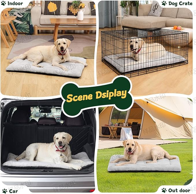 ZENGAOOU Dog Crate Bed Washable, Plush Anti-Slip Kennel Pad with Soft Flat Cushioning, Home Crate Use, Travel, and Training in Metal or Plastic Dog Cages, 24 x 18 Inch, Grey
