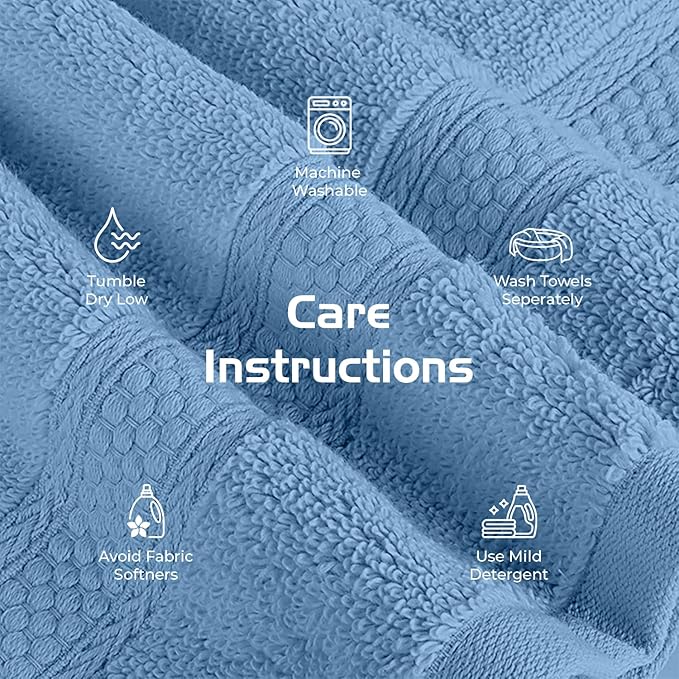 RIVERSIDE 12 Pack Premium 100% Cotton Face Wash Cloths, 12 x 12 Inches, Soft & Absorbent Face Towels for Bathroom Wash Clothes, 550 GSM Luxury WashCloths for Showering, Body, Spa & Gym, Electric Blue