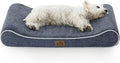 COZY KISS Orthopedic Dog Bed for Medium Dogs up to 65 lbs - Removable Washable Cover with Waterproof Lining & Non-Skid Bottom, Cotton-Polyester Blend Boat-Shaped Lounger Mattress, M(36x24x5.5in), Blue