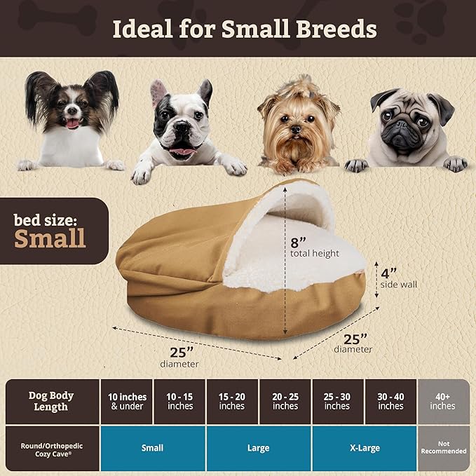 Snoozer Luxury Cozy Cave, Camel, Small