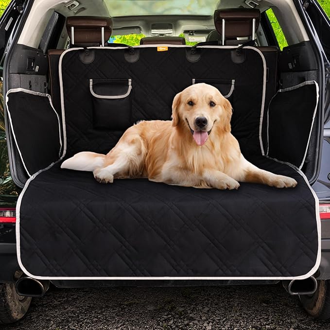 Toozey Dog Car Seat Cover for SUV, Sedan & Van, Waterproof & Tear-Resistant Back Seat Pet Cover for Dogs with Side Walls, Non-Slip Backing & Bumper Guard, Black Large: 81.9"x54.3"