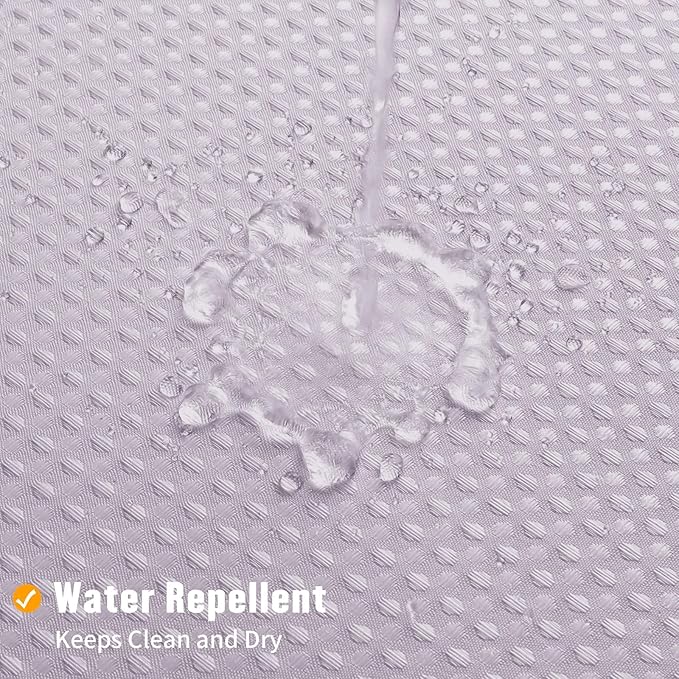 MitoVilla Purple Waffle Small Stall Shower Curtain Liner Set 36 x 74, No Hooks Required Half Size Narrow Fabric Cloth Shower Curtain Set with Snap-in Liner for Modern Bathroom Decor, Lavender