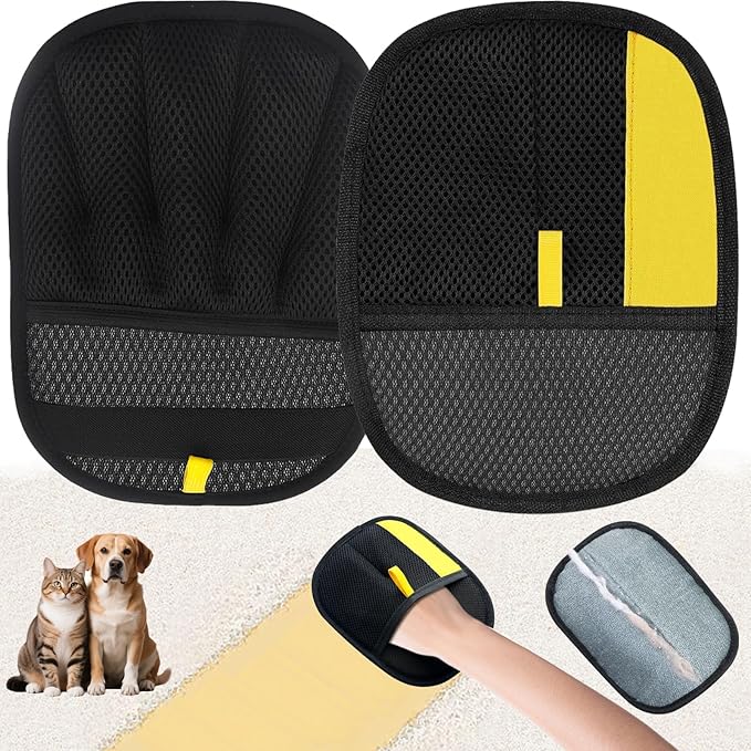 CUSUA 2 Pcs Electrostatic Pet Hair Removal Glove, 2025 Newly Magic Brush Pet Hair Remover for Dogs & Cats, Reusable Animal Fur Grooming Tool for Cleaning Hair on Furniture, Couch, Car Seats, Carpet