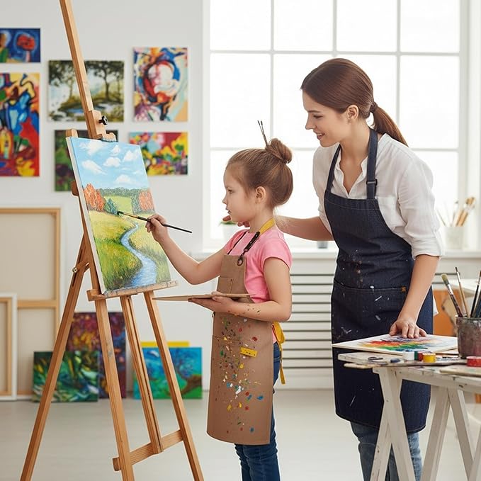 Kids Art Aprons for Painting, Gardening, Cooking, Multiple Pockets, Kids Smock for Boys & Girls, Waterproof (Age6-12)
