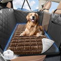 ROUWINNE Backseat Dog Bed Non-Slip, Dog Bed for Car Back Seat Soft and Comfortable, Back Seat Pet Bed Mat for Travel, Pet Car Blanket for Backseat Extender and Seat Covers Brown (51”X 23.5”)