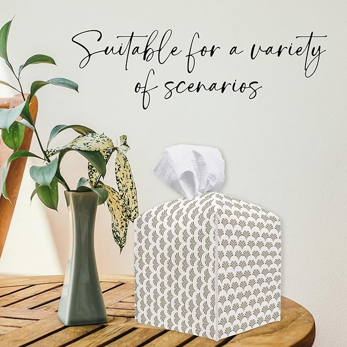 Minimalism Square Tissue Box Holder Cover, Decorative Tissue Cube Box Organizer for Bathroom, Living Room, Office, Countertop, Car, Night Stands, Modern Home Desk Tabletop Decor - A10