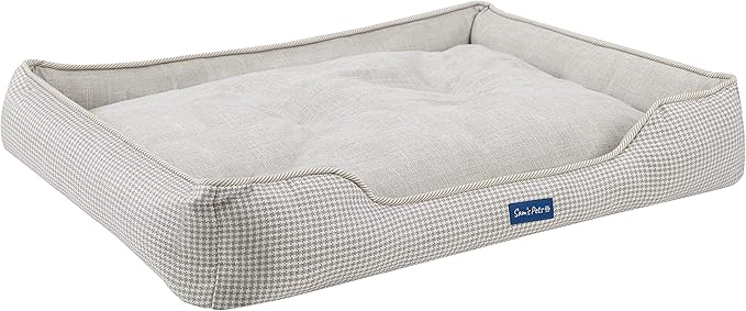 Sam's Pets Arlo Orthopedic Brown Plaid Dog Bed with Soft Fabric, Easy Cleaning, Non-Slip Grip, Modern Design, Large