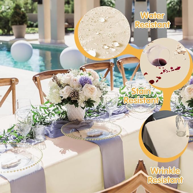 BRILLMAX 10 Pack Beige Tablecloths for 6 Foot Rectangle Tables 60 x 102 Inch - 6ft Rectangular Bulk Linen Polyester Fabric Washable Cloth Cover for Wedding Reception Banquet Birthday Party