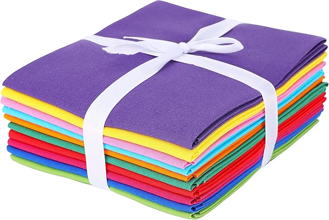 Craftido -25 Options- 100% Cotton Quilting Fabric Bundles 10pcs Fat Quarters 18”x21”-Medium Weight 5.2 oz- Soft Cotton for Quilting, Sewing Project, Patchwork, DIY Crafts – Rainbow Colors