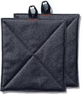 Caldo Canvas Kitchen Pot Holders - Insulated 100% Cotton Canvas Hot Pads for Oven - Heat Resistant - 2-Pack, 7” x 8” (Black)