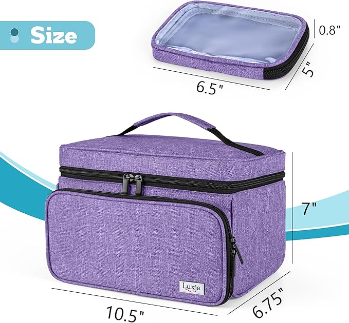 LUXJA Medicine Bag with 2 Detachable Clear Pouches, Pill Bottle Organizer with Detachable Dividers (Suitable for Home or Travel Use), Purple