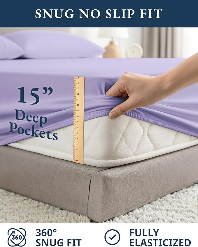 LANE LINEN 100% Organic Cotton Sheets Set Twin Size, Classic Percale Weave, Breathable Naturally Temperature Regulating Cotton Sheet Set, Low Pill Fade Resistant Deep Pocket Twin Sheets-Orchid Petal