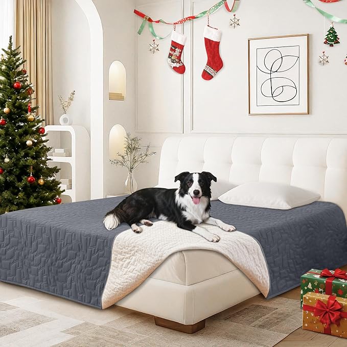 CYCMACO Waterproof Dog Bed Cover Pet Blanket, Soft Couch Cover for Dogs Washable, Non-Slip Dog Blanket Protect Furniture Couch Sofa Car for Puppy Large Dogs Cat (82x120 Inch, Dark Grey)