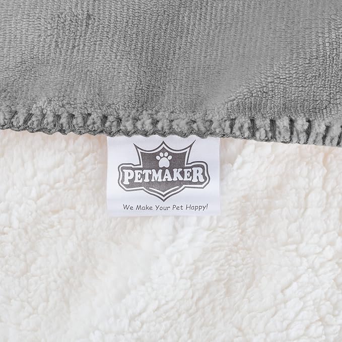 Waterproof Pet Blanket - 50x60-Inch Reversible Sherpa Fleece Throw Protects Couches, Cars, and Beds from Spills, Stains, and Fur by PETMAKER (Gray)