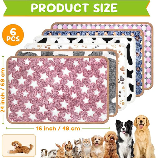6 Pcs Dog Blanket Super Soft Pet Puppy Blankets Calming Blanket for Small, Medium Dogs Warm Sleep Mat Flannel Blanket for Dogs Puppy Cat (24"×16")
