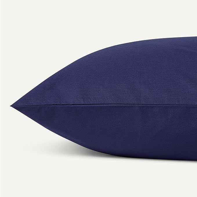 Amazon Basics Organic Cotton Sheet Set with 1-Piece Pillowcase, Navy Blue, Twin XL