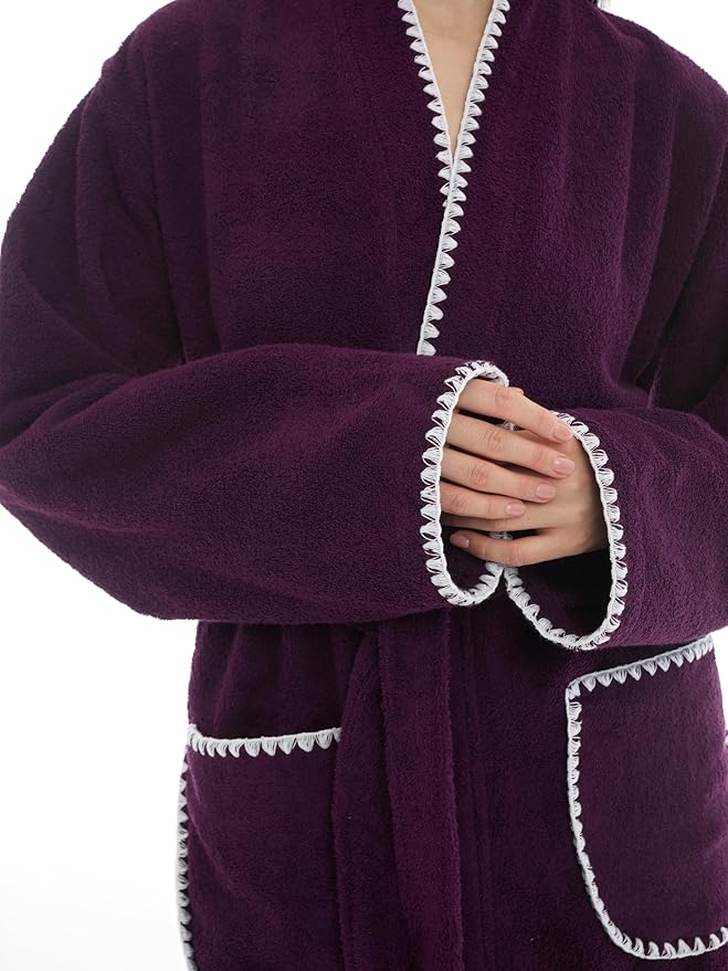 Seritaine Robes for Women, 100% Turkish Cotton Womens Robe, Luxury, Terry Cloth Long Spa Bathrobe