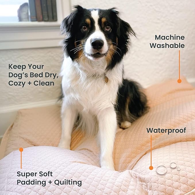 4Knines Luxury Dog Bed Cover – Waterproof Cover for Dog Bed – Heavy Duty Quilted Material – Durable, Machine Washable – USA Based Brand – Extra Large (Fog)