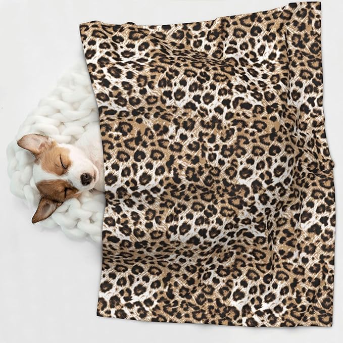 ENSFTF Pet Blanket,Warming Ultra Soft Warming Mat for Indoor Pet Beds & Furniture Reversible Blanket Machine Washable 27.6 * 19.7Inch,Leopard Print
