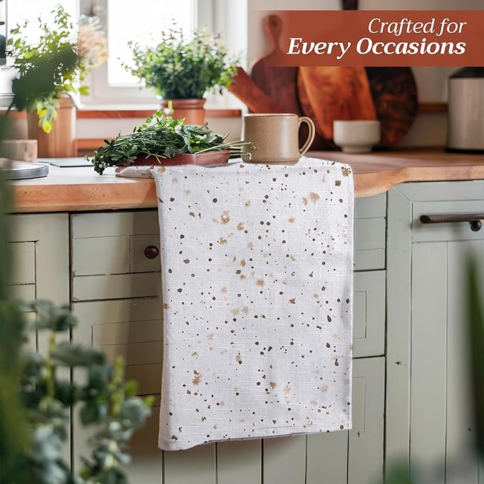 Maison d' Hermine Kitchen Towels Set of 3 100% Cotton 27.50" x 20" Reusable Cloth Tea Dish Towels Absorbent with Hanging Loop for Kitchen, Cocktail Parties Spring/Summer (Meadow Florals - Beige)
