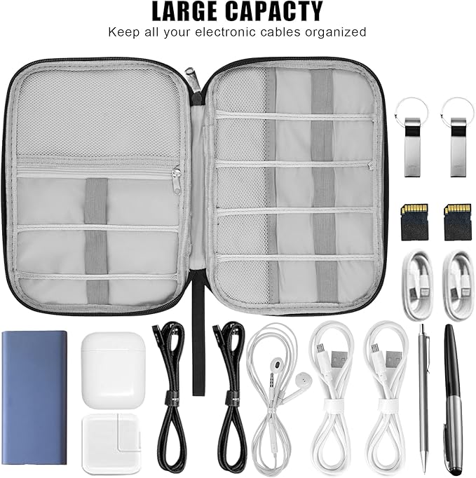 XINGXINRONG Electronic Organizer Travel Universal Cable Organizer Electronics Accessories Bag for Cable, Charger, Phone, USB, SD Card,1Pack