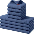Homaxy 100% Cotton Kitchen Towels and Dishcloths Set, 12 x 12 Inches and 13 x 28 Inches, Set of 8 Bulk Kitchen Towels Set, Ultra Soft Absorbent Dish Cloths for Washing Dishes, Navy Blue