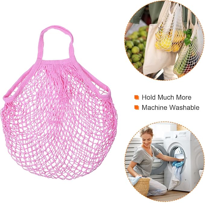 MECCANIXITY Cotton Mesh Bag Reusable Washable Mesh Net String Grocery Bags Organizer for Fruits Vegetables Shopping