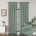 Lecloud Bessie Sage Green Curtains 96 Inches Long 2 Panels Set, Light Filtering Breathable Faux Linen Textured Curtains, Window Drapes with Rod Pocket for Living Room, Each 40 W x 96 L