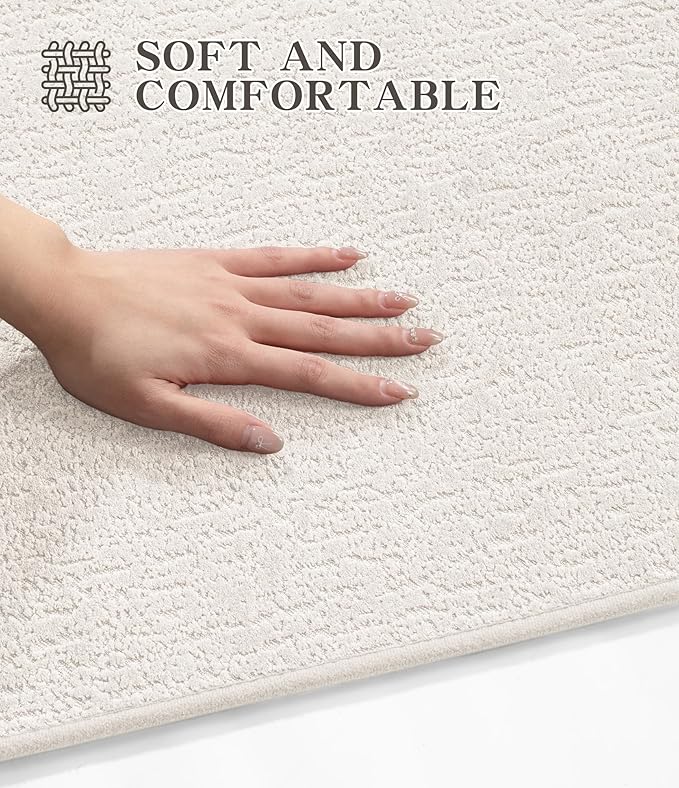 chakme Bathroom Rug Sets 3 Piece, Ultra Thin Bath Mat Quick Dry Bath Mat Set, Absorbent Bath Mat for Bathroom Non Slip Machine Washable, (White, 3 Piece)