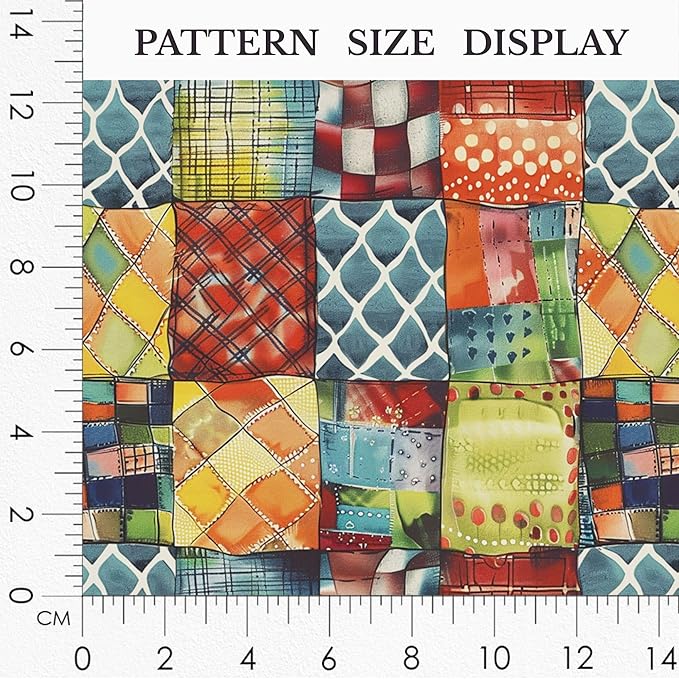 Modern Geometry Patchwork Cotton Fabric – Premium Turkish Printed Cotton 140 GSM, Panel 61 x 36.6 Inches, Pre-Cut Quilting & Sewing Fabric Panel for Crafts, Home Decor & DIY Projects (USA Size)