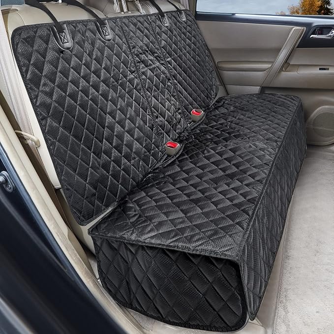 ANOSOSPECIAL Dog Car Seat Cover for Back Seat Cover for Kids ISOFIX Car Seat Protector for Dogs Nonslip Water Proof Universal Fit Dog Car Seat Cover for Truck SUV(Large,Black)
