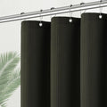 PANGSINNE Shower Curtain Waffle Weave 36 Inches Heavy Duty Stall Fabric Shower Curtain Set for Bathroom, Waterproof Weighted 256GSM Half Size Shower Curtains with 6 Hooks, 36Wx72H Brown