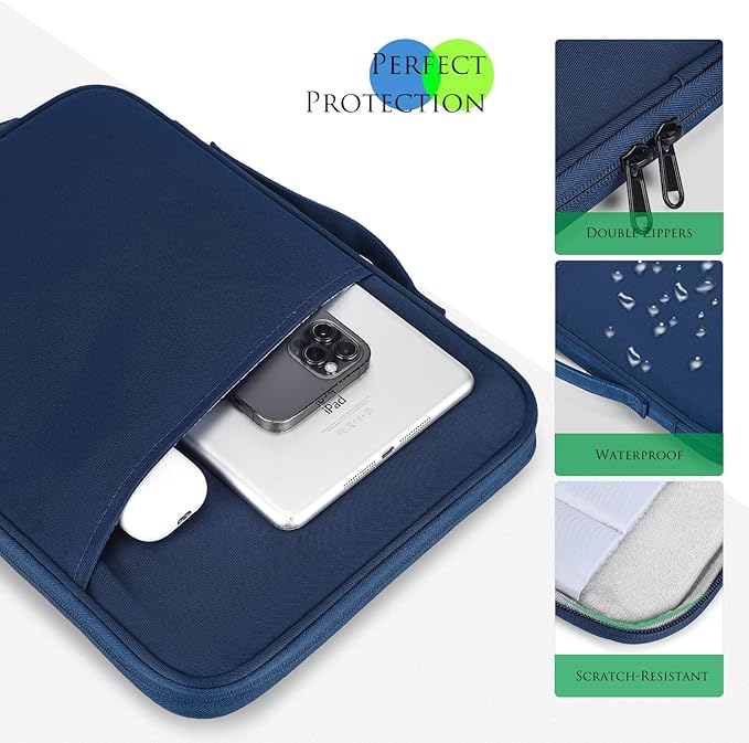 9-11 Inch Tablet Carrying Sleeve Case for Amazon Fire Max 11 2023/10.1" Fire HD 10 Plus Kids Pro,iPad 11th/Pro M5 M4/Air M3 M2 11"/Samsung Galaxy Tab S8 S7 11" 10.5" Protective Bag with Handle(Blue)