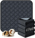 FunFurry Washable Guinea Pig Cage Liner - 4 Pack Reusable Washable Pee Pads，Waterproof Guinea Pig Bedding for Small Animal - Rabbit Bunny Hamster Puppy (Dark Grey, 12" X 12" - 4 Pack)