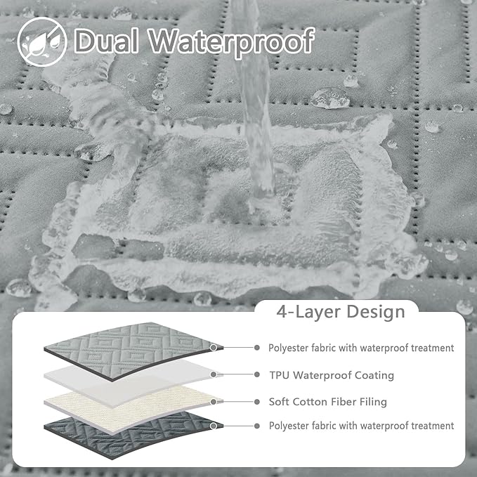 hyha Waterproof Dog Blanket, Soft Pet Bed Cover, Waterproof Sofa Couch Cover for Dogs Washable, Pet Couch Covers for Sofa Furniture (40x50 Inch, Grey/Dark Grey)