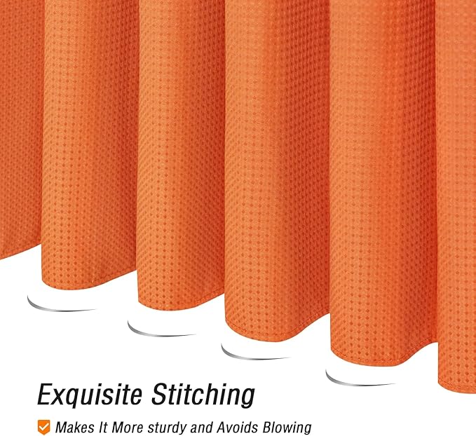 Gibelle Small Stall Shower Curtain 36 x 72, Narrow Half Waffle Weave Textured Fabric Shower Curtain for Bathroom, Water Repellent, Machine Washable, Burnt Orange