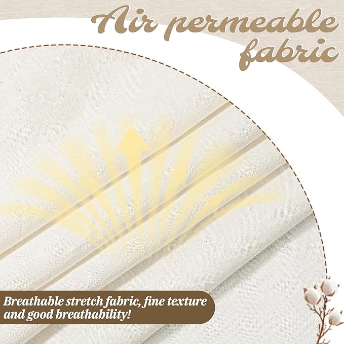 100% Cotton Muslin Fabric, 63 inch x 5 Yards Natural Unbleached Cotton Fabric, Unbleached Muslin Linen Fabrics by The Yard, for Sewing Quilting Embroidery, Garments, Crafts