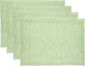 Solino Home Linen Placemats Set of 4 - Milan Hemstitch Pistachio Placemats 14 x 19 Inch - 100% Pure Linen Table Mats for Spring, Easter, St Patricks Day