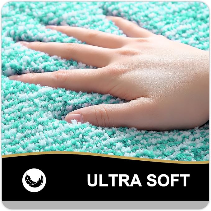 OLANLY Bathroom Rugs 30x20, Extra Soft and Absorbent Microfiber Bath Mat, Non-Slip, Machine Washable, Quick Dry Shaggy Bath Carpet, Suitable for Bathroom Floor, Tub, Shower (Medium, Green)